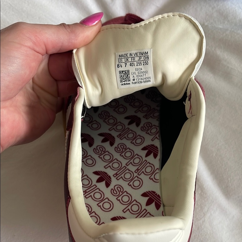 Adidas Samba Handball Burgundy and White Shoes - Picture 2 of 6